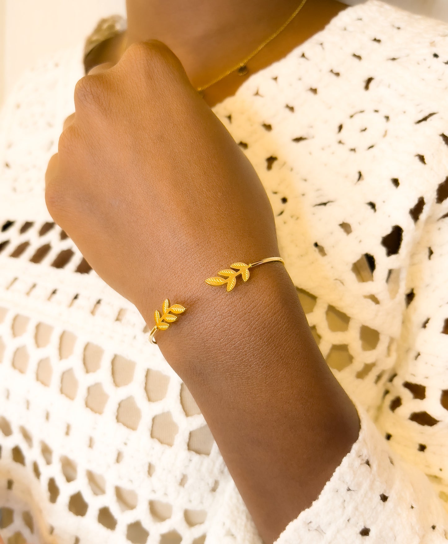 BRACELET FEUILLE ACIER OR