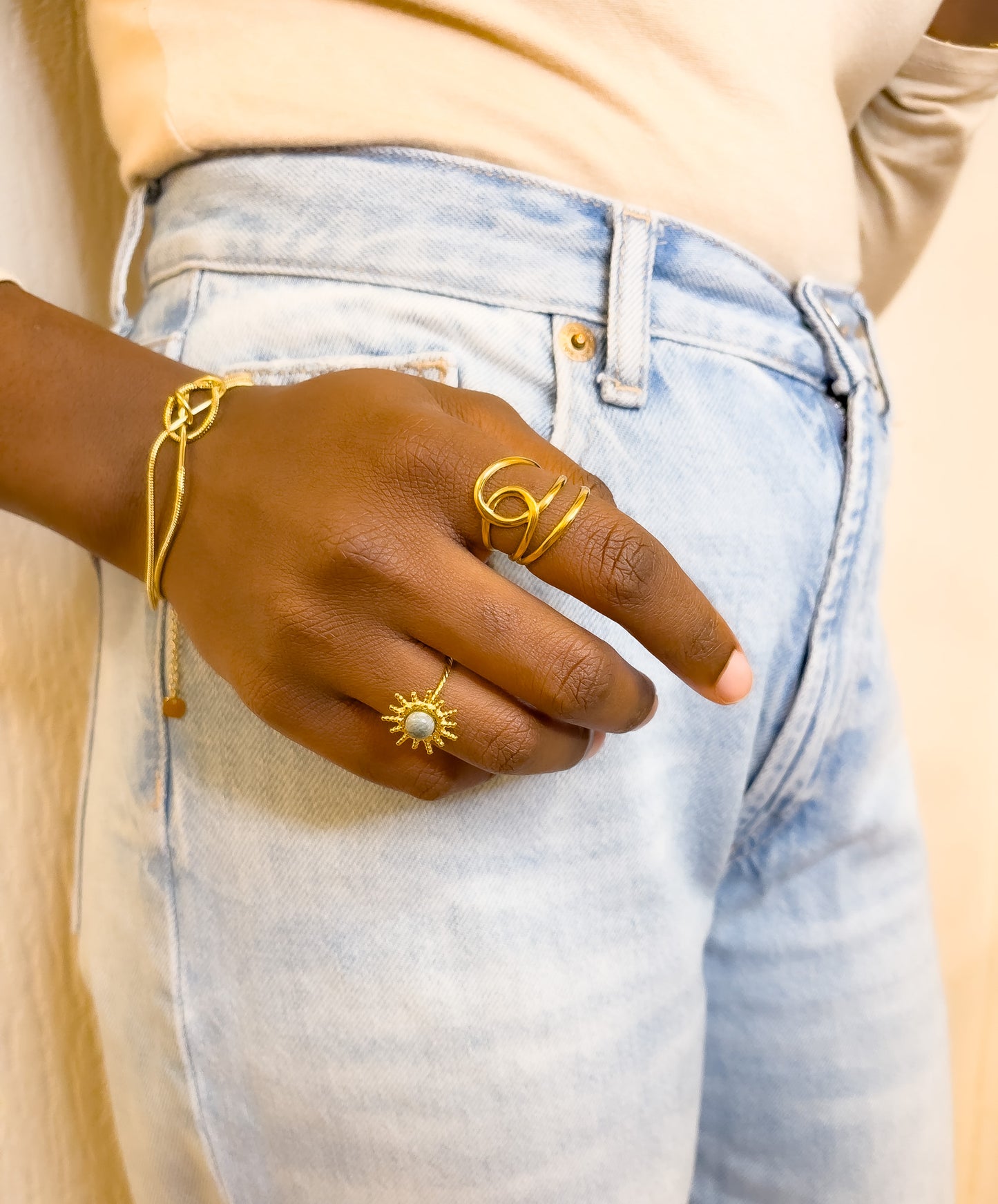 BAGUE CROISEE ACIER OR