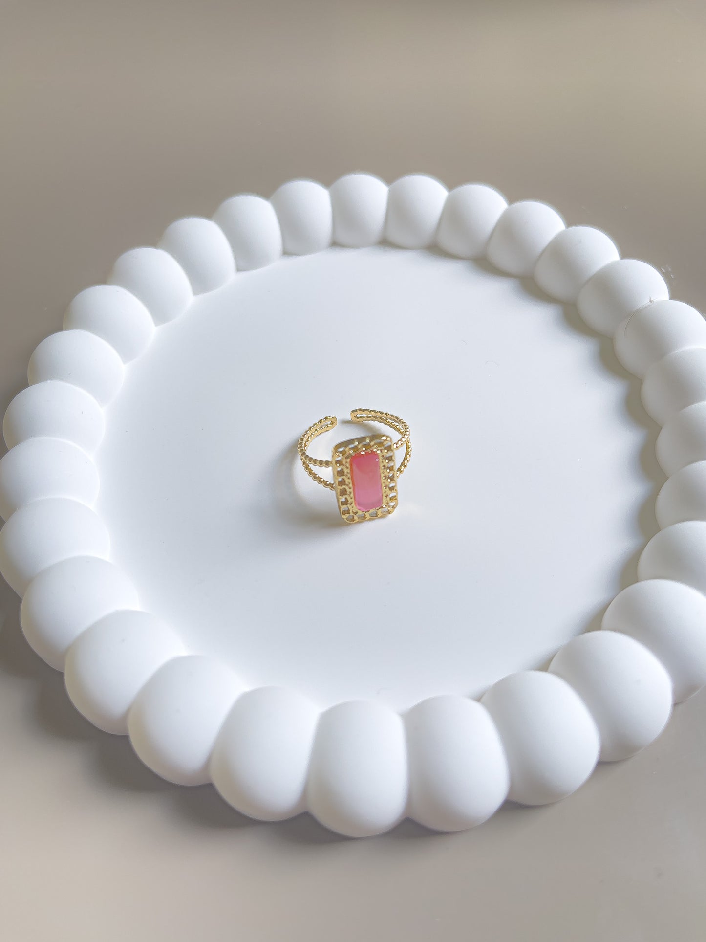 BAGUE ZOE ACIER OR ET PIERRE NATURELLE BLANC