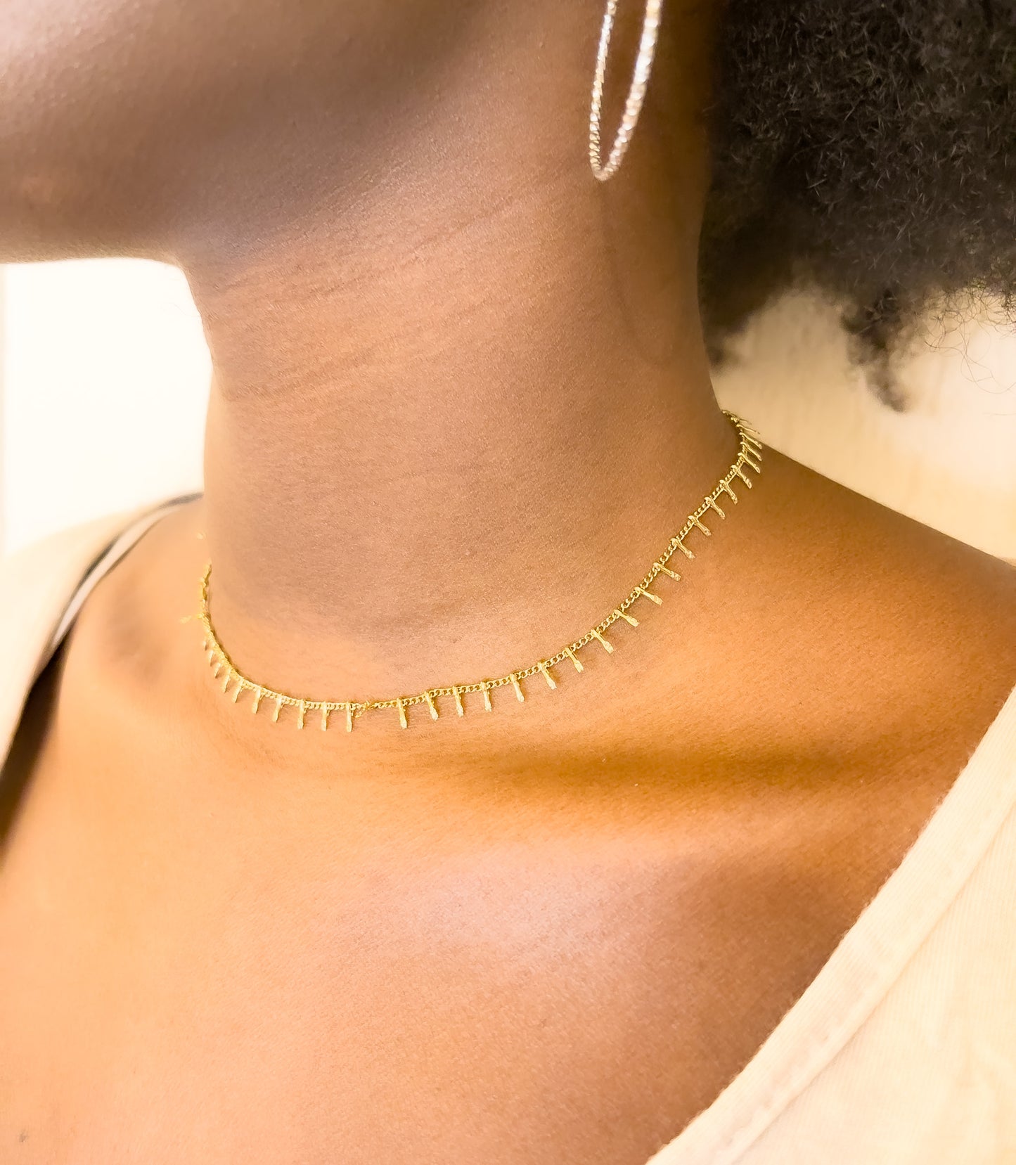 COLLIER LINE ACIER OR