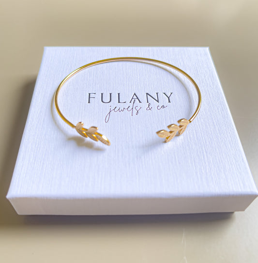BRACELET FEUILLE ACIER OR