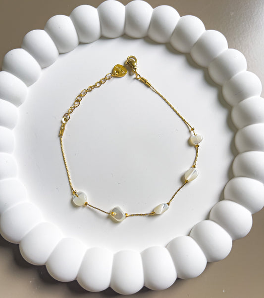 BRACELET ORIANE ACIER OR ET PERLE