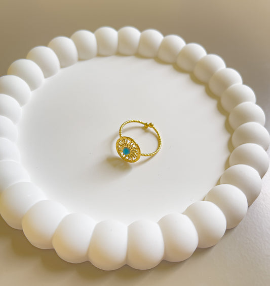 BAGUE BETTY ACIER ET PIERRE BLEUE