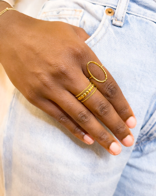 BAGUE LISA ACIER OR